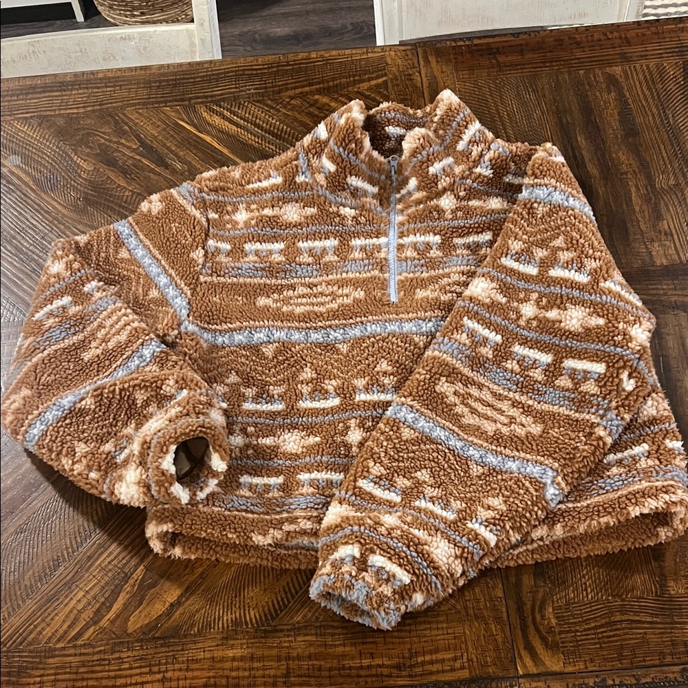 Cozy Brown and Gray Teddy Jacket